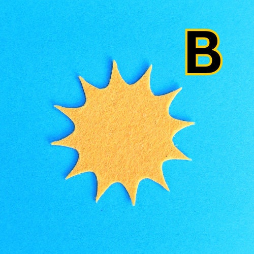 Felt Sun Die-Cut Craft Supplies Sun Cutout for Sewing Craft Projects Felt Sun Baby Shower Decor Felt Ornament Pattern Sun Patch