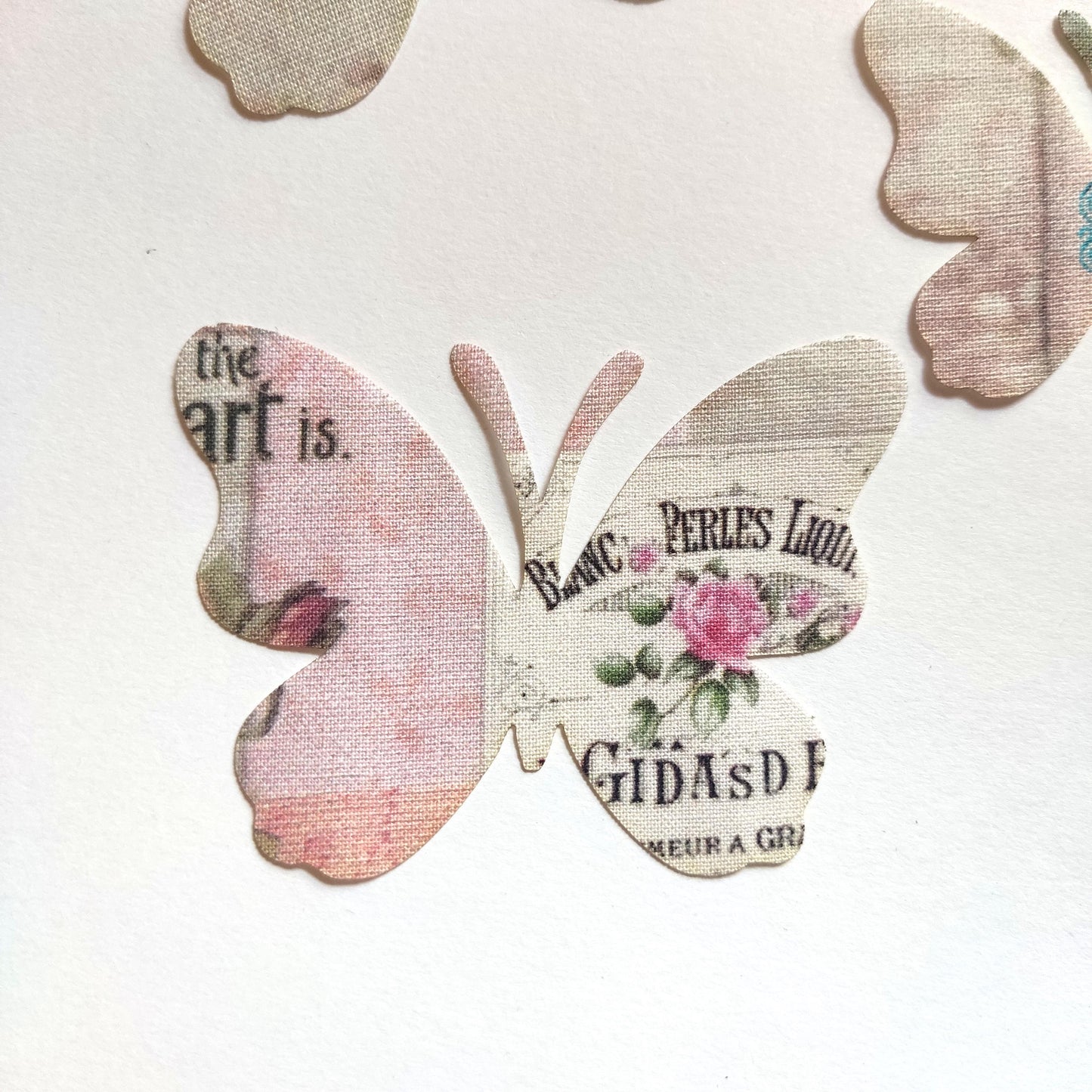 Fabric Butterfly Shapes, Butterfly Fabric Cutout, Butterflies on Vintage Fabric Die Cut Butterflies for Sewing Craft Projects