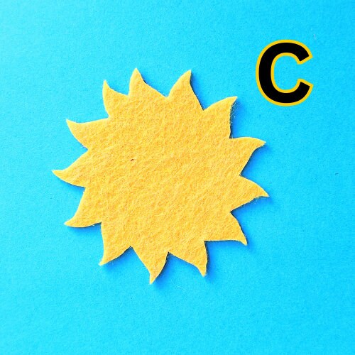 Felt Sun Die-Cut Craft Supplies Sun Cutout for Sewing Craft Projects Felt Sun Baby Shower Decor Felt Ornament Pattern Sun Patch
