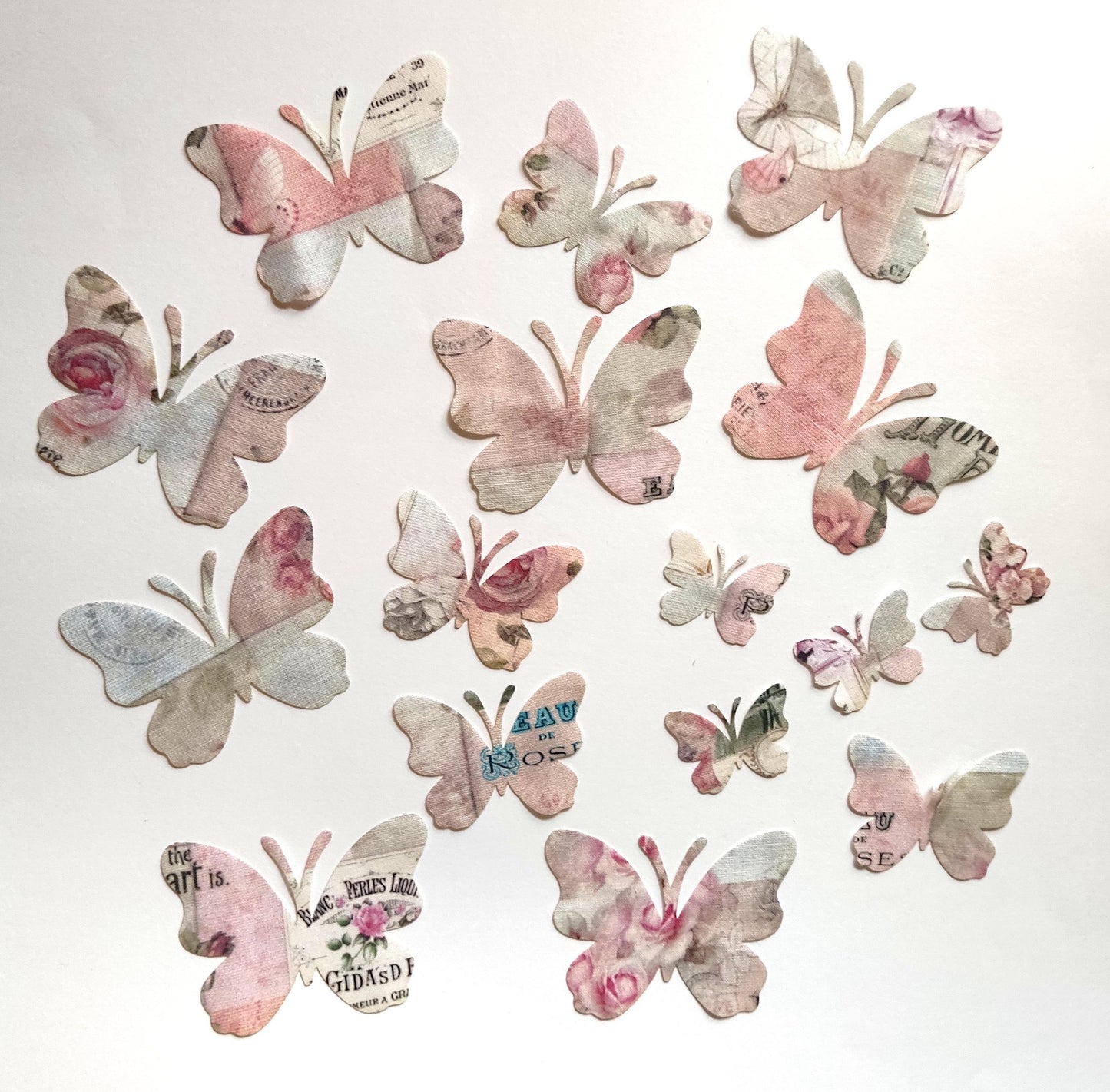 Fabric Butterfly Shapes, Butterfly Fabric Cutout, Butterflies on Vintage Fabric Die Cut Butterflies for Sewing Craft Projects