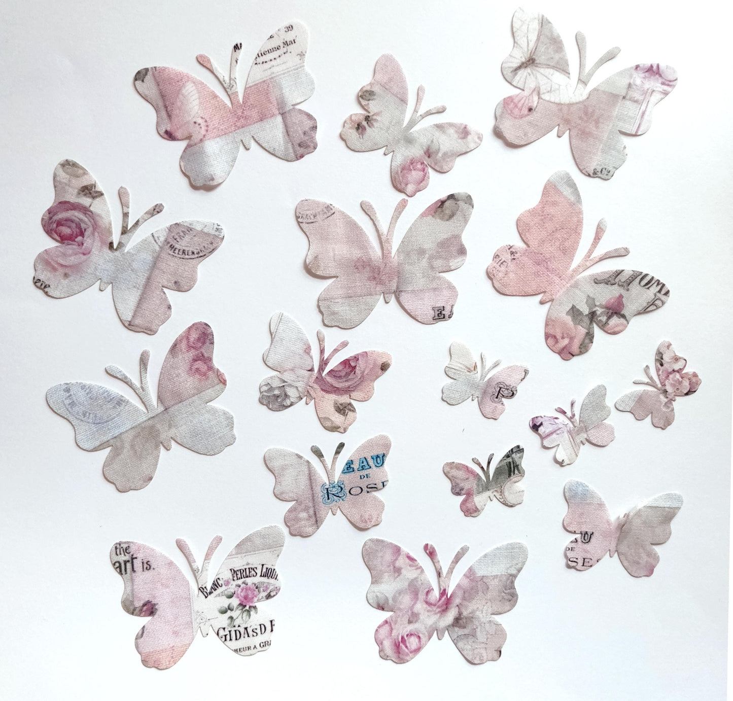 Fabric Butterfly Shapes, Butterfly Fabric Cutout, Butterflies on Vintage Fabric Die Cut Butterflies for Sewing Craft Projects