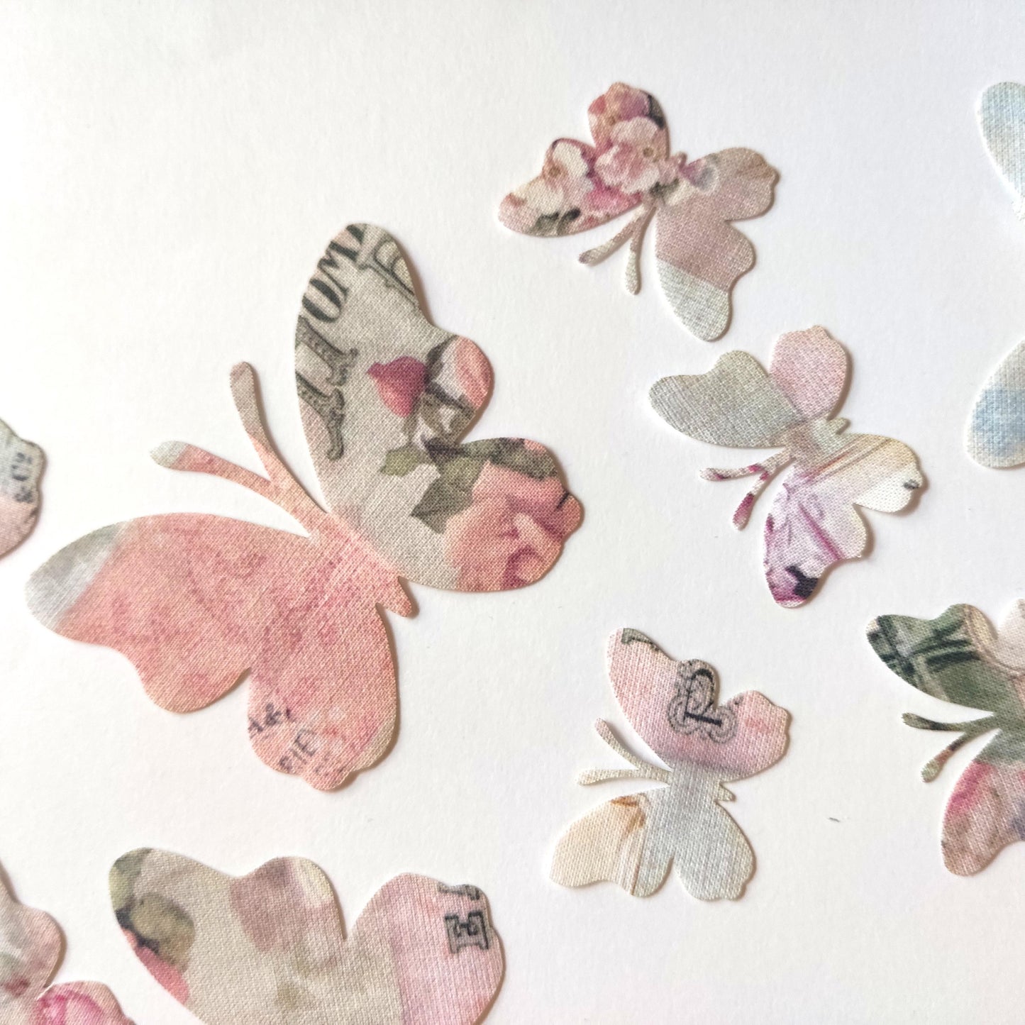 Fabric Butterfly Shapes, Butterfly Fabric Cutout, Butterflies on Vintage Fabric Die Cut Butterflies for Sewing Craft Projects