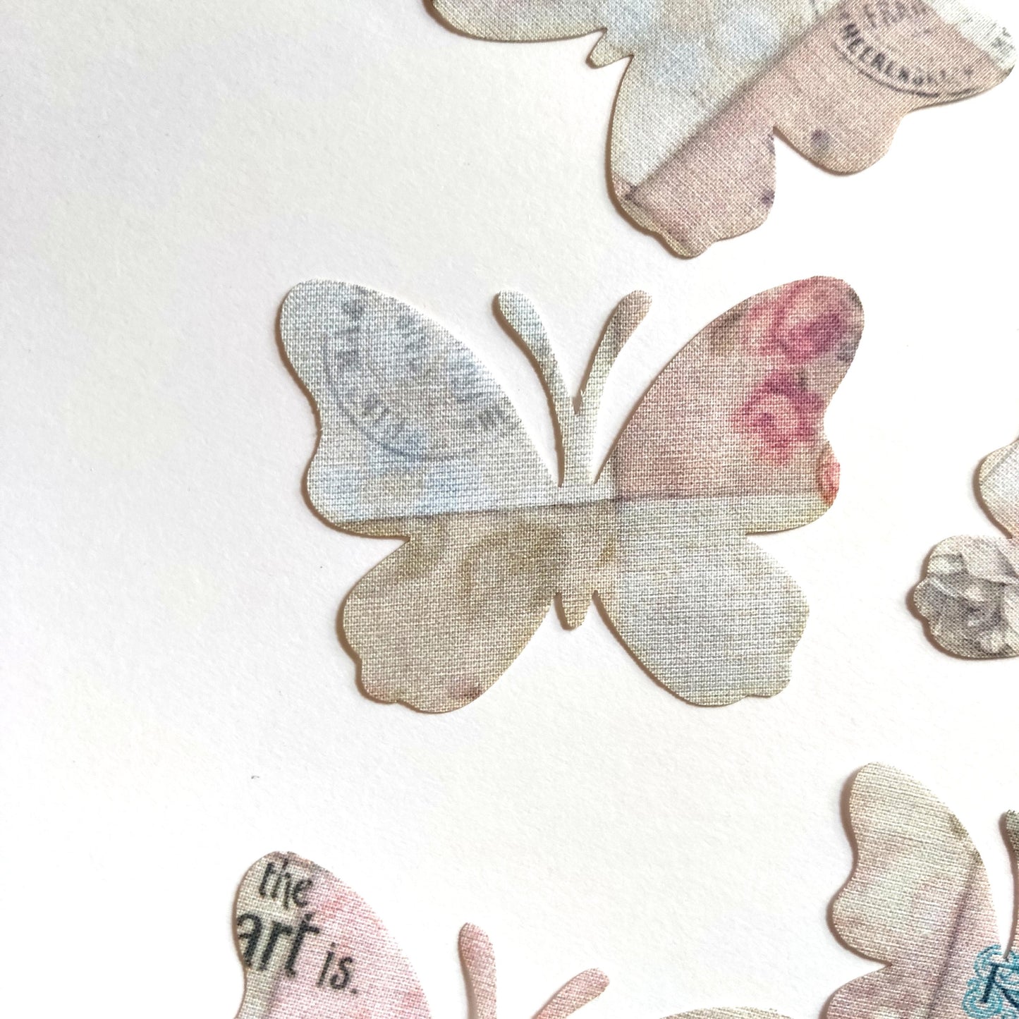 Fabric Butterfly Shapes, Butterfly Fabric Cutout, Butterflies on Vintage Fabric Die Cut Butterflies for Sewing Craft Projects
