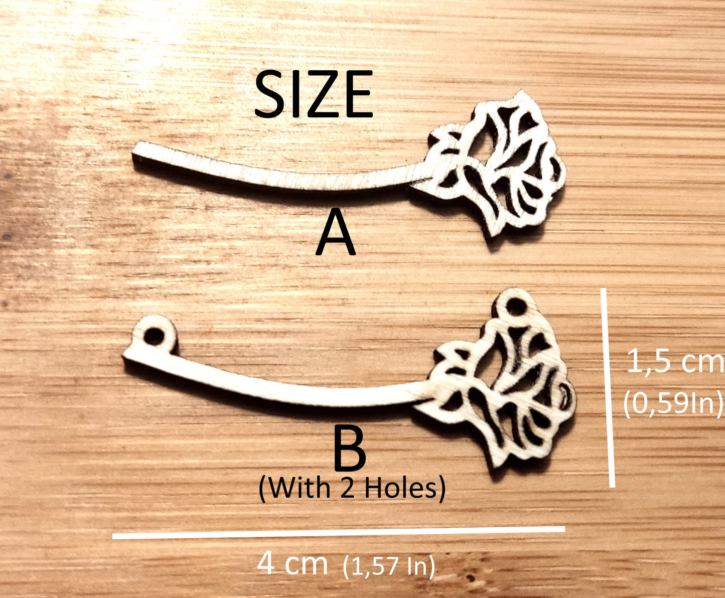 Wooden Rose Die Cut Wooden for Craft Projects Unfinished Wooden Shapes Wooden Pendant Wood Blanks Jewelry Craft Blank Rose