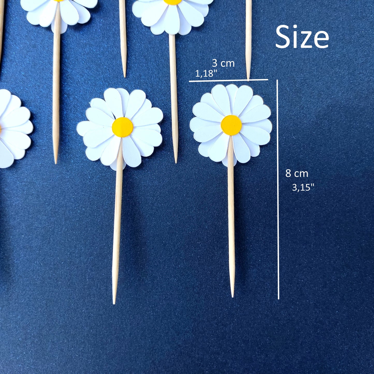 White Daisy and Bee Cupcake Cardstock Toppers, Wedding Cupcake Daisy Party Decor, Birthday Party Cake Decoration, Bee Decor