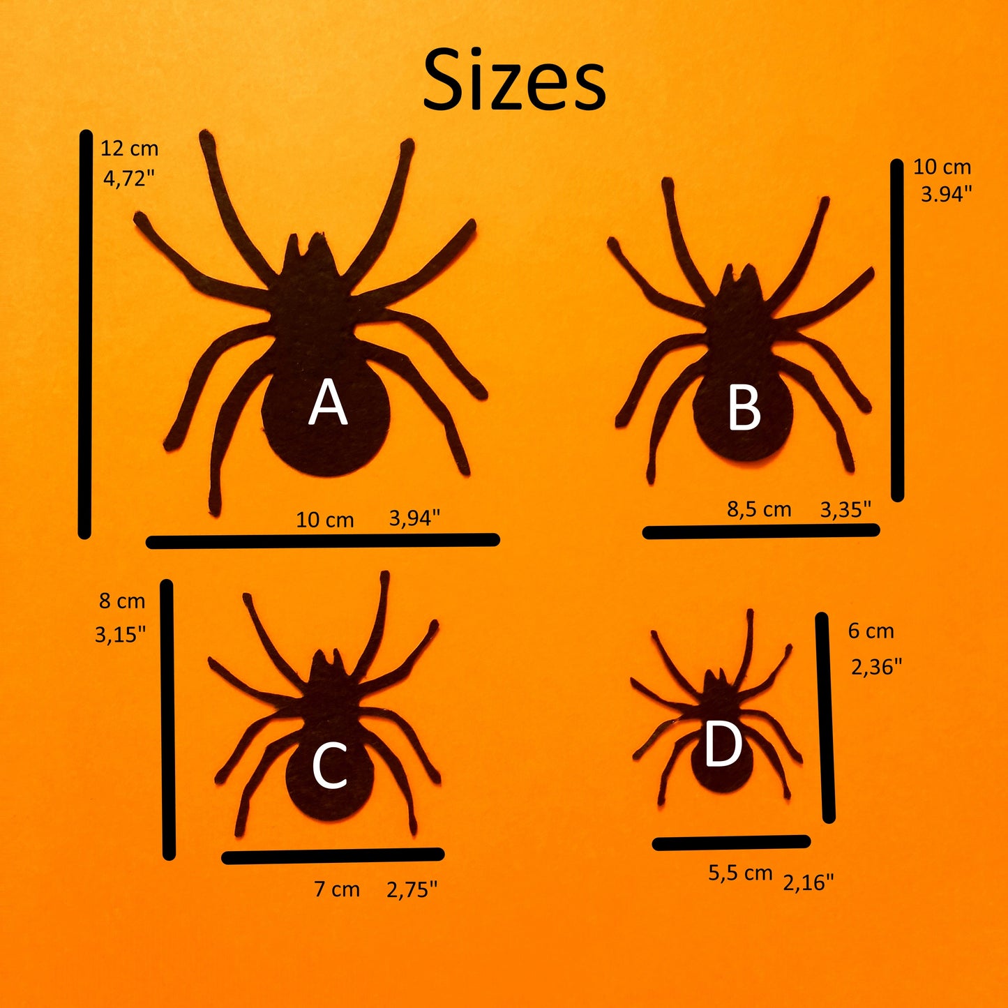 Felt Spiders Craft Supplies Spiders for Sewing Craft Projects Die Cut Felt Spiders | 4 Sizes