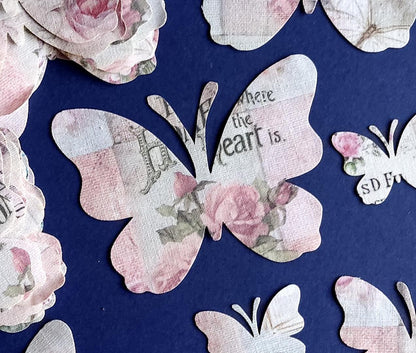 Fabric Butterfly Shapes, Butterfly Fabric Cutout, Butterflies on Vintage Fabric Die Cut Butterflies for Sewing Craft Projects