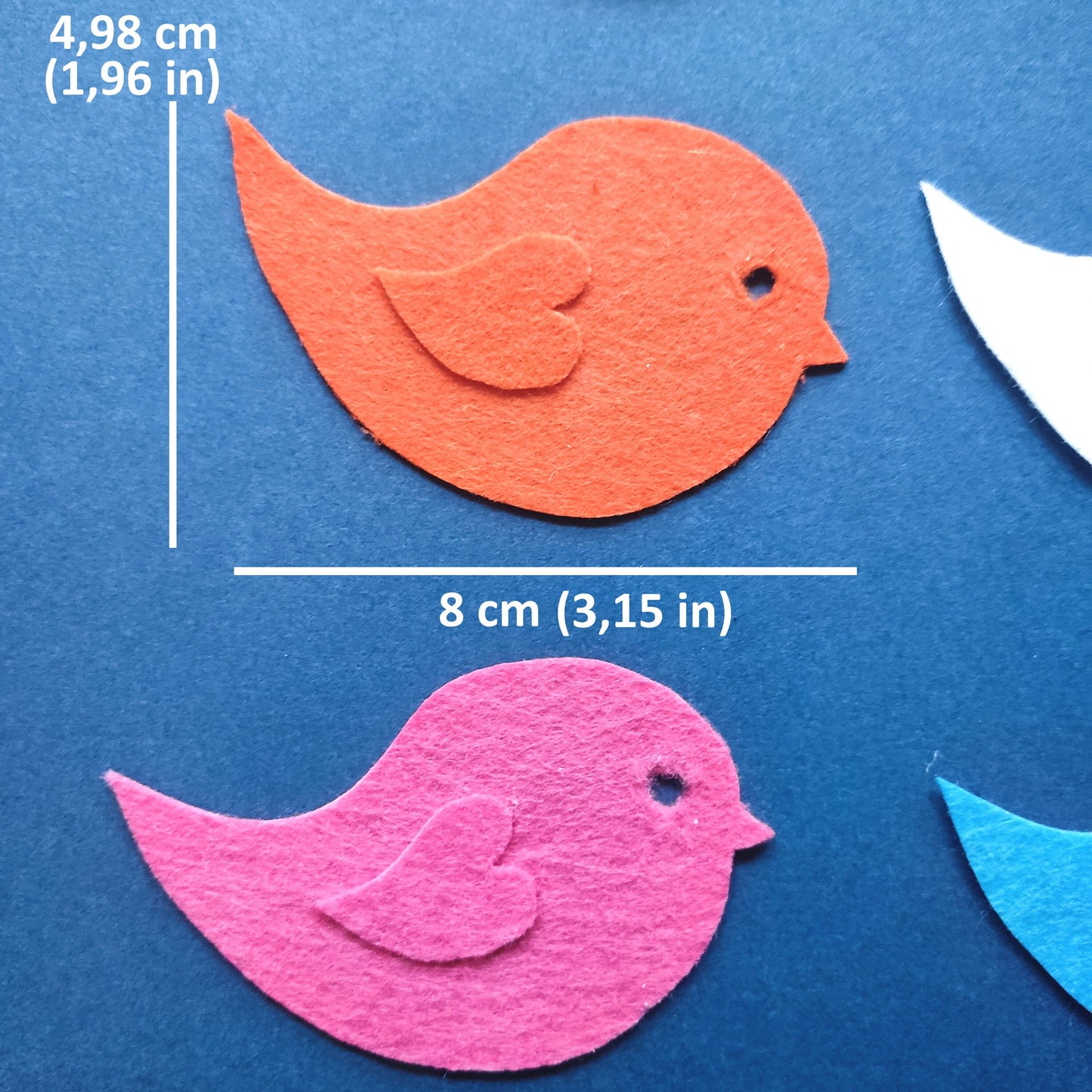 Felt Bird Die-Cut Craft Supplies Bird Sewing Craft Projects Felt Birds Decor Nature Decor Felt Bird Applique Decor