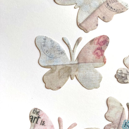 Fabric Butterfly Shapes, Butterfly Fabric Cutout, Butterflies on Vintage Fabric Die Cut Butterflies for Sewing Craft Projects