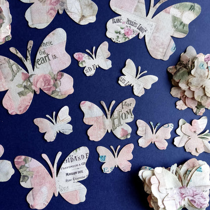 Fabric Butterfly Shapes, Butterfly Fabric Cutout, Butterflies on Vintage Fabric Die Cut Butterflies for Sewing Craft Projects