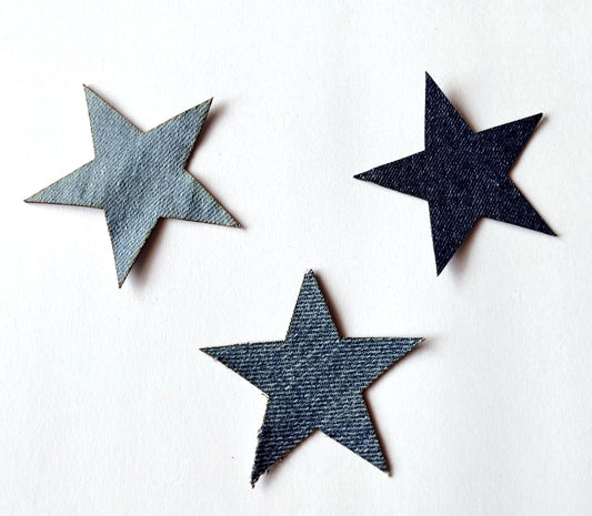 Denim Stars Cutouts to Sew Appliques for DIY Crafts Denim Stars Patches Blue Denim Star