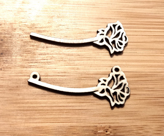 Wooden Rose Die Cut Wooden for Craft Projects Unfinished Wooden Shapes Wooden Pendant Wood Blanks Jewelry Craft Blank Rose