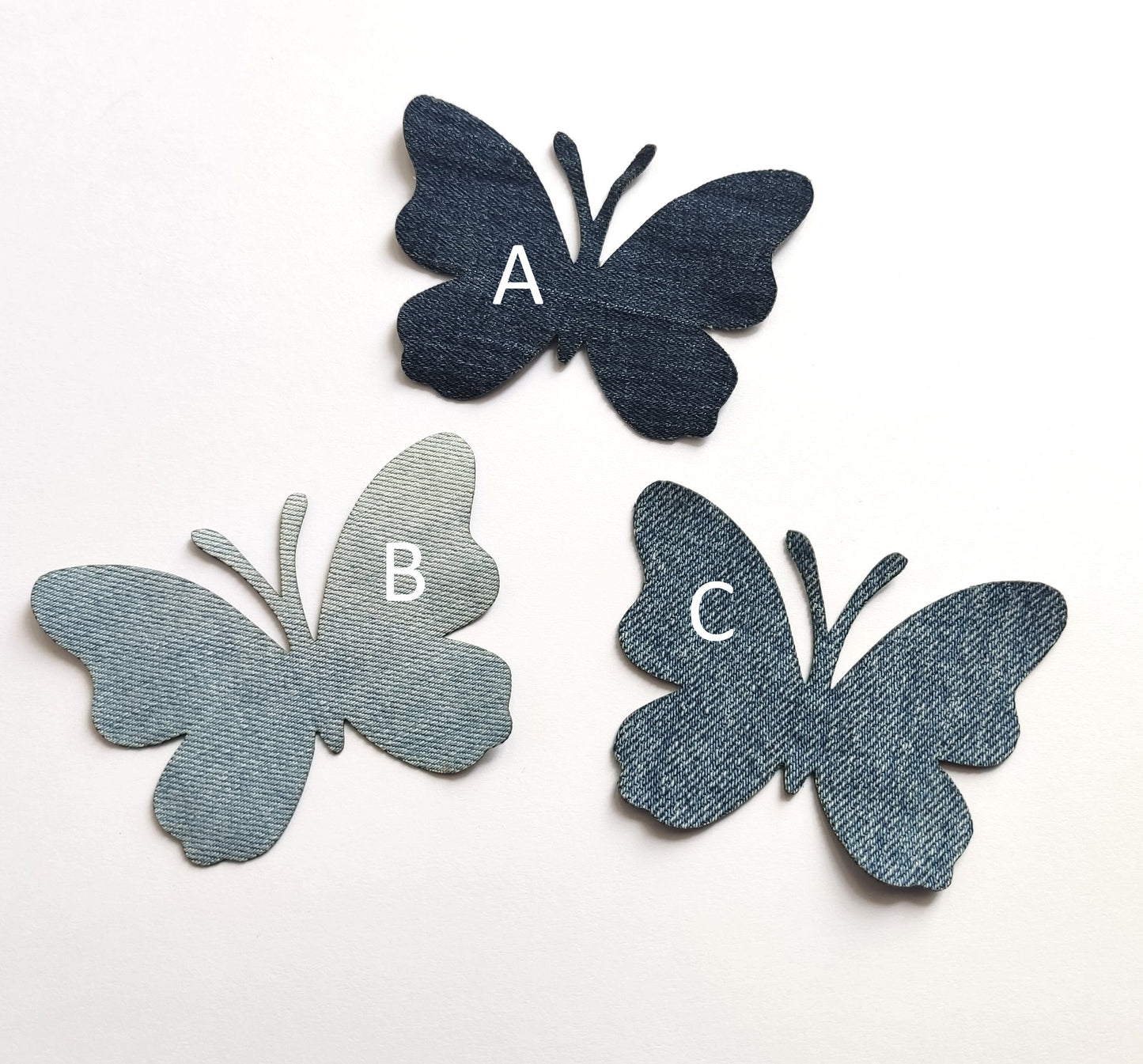 Denim Jean Patches Butterflies for Sewing, Jeans Cutouts for Sewing, Appliques for DIY Crafts, Denim Butterfly Patches, Blue Denim Butterflies