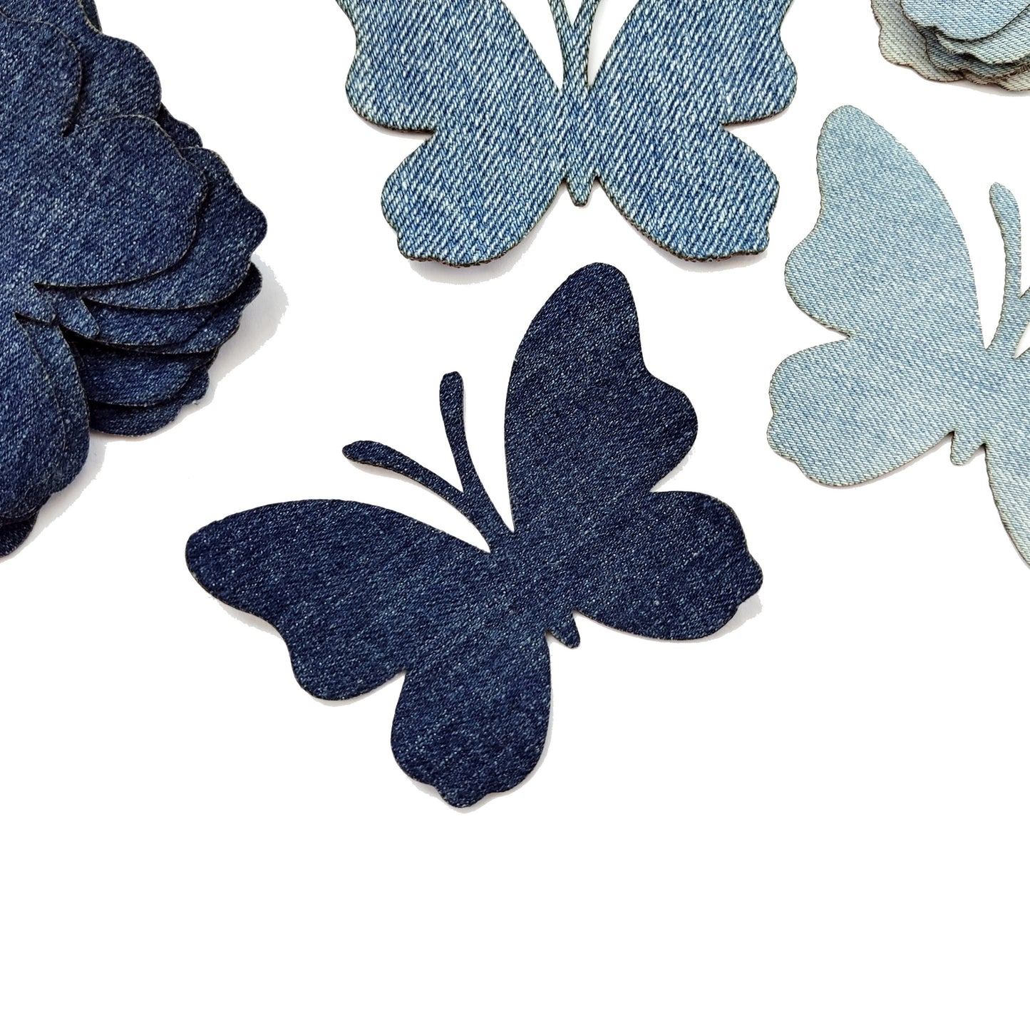 Denim Jean Patches Butterflies for Sewing, Jeans Cutouts for Sewing, Appliques for DIY Crafts, Denim Butterfly Patches, Blue Denim Butterflies