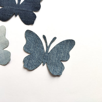 Denim Jean Patches Butterflies for Sewing, Jeans Cutouts for Sewing, Appliques for DIY Crafts, Denim Butterfly Patches, Blue Denim Butterflies