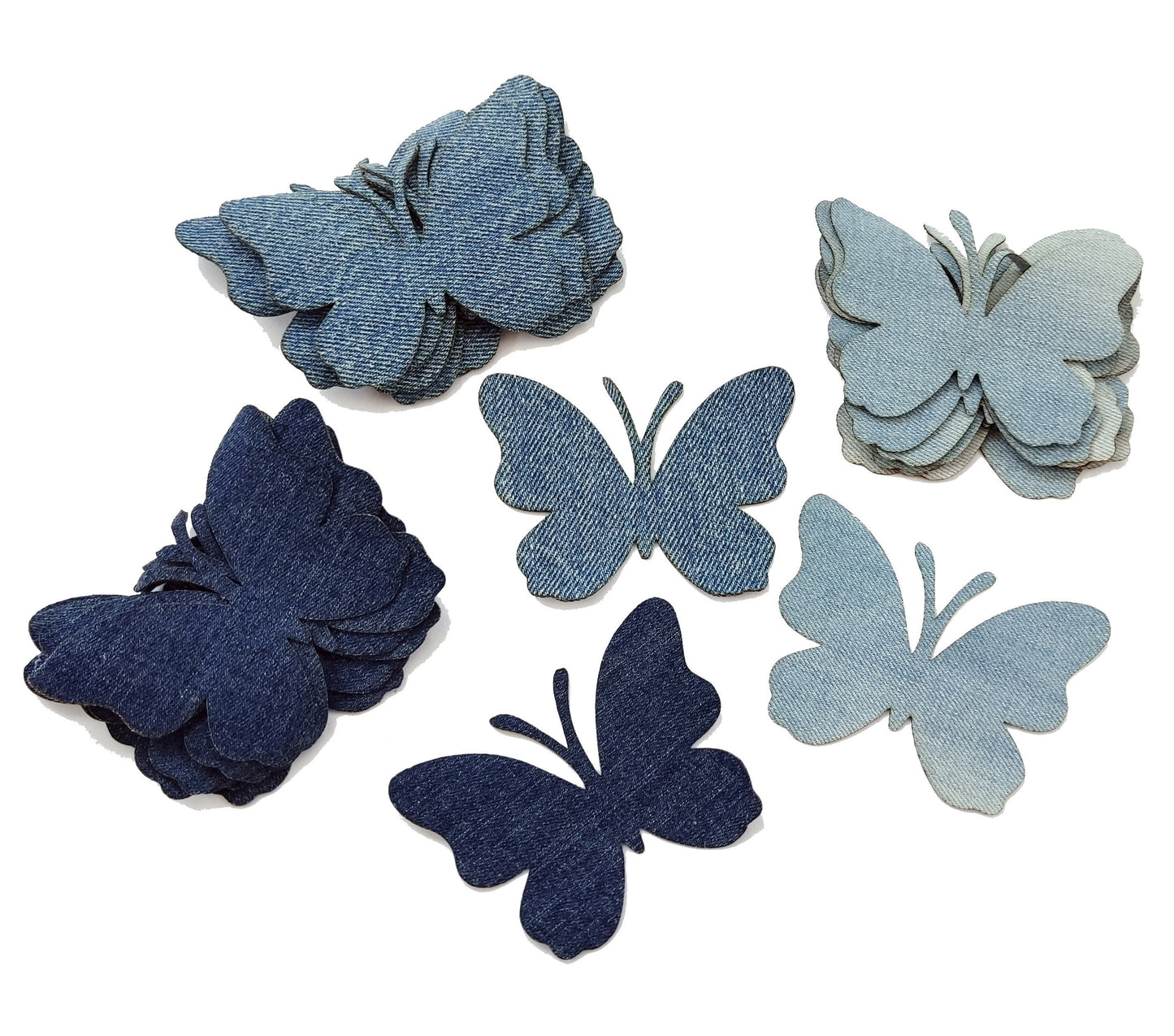 Denim Jean Patches Butterflies for Sewing, Jeans Cutouts for Sewing, Appliques for DIY Crafts, Denim Butterfly Patches, Blue Denim Butterflies