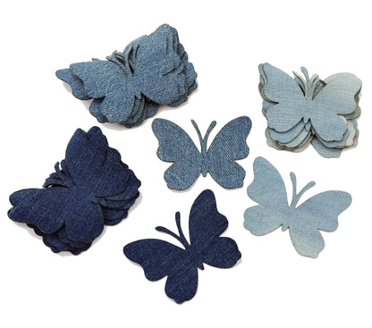Denim Jean Patches Butterflies for Sewing, Jeans Cutouts for Sewing, Appliques for DIY Crafts, Denim Butterfly Patches, Blue Denim Butterflies