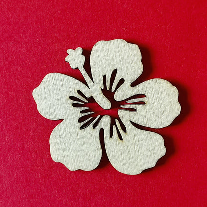Hibiscus Wooden Shape, Unfinished Wooden Hibiscus Laser Cut, Wood Shapes, Natural Wood Hibiscus Symbol, Blank Hibiscus Flower Cuts