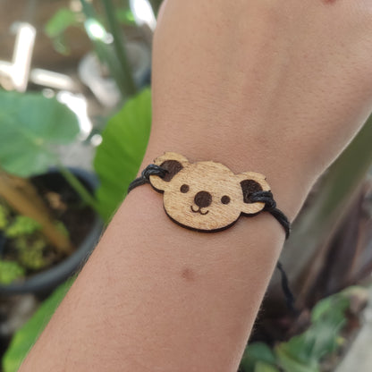 Wooden Koala Bracelet Adjustable Bracelet Handmade Nature Wood Charm Bracelet Cute Anniversary Gift Boho Koala Bracelet Gift for Daughter