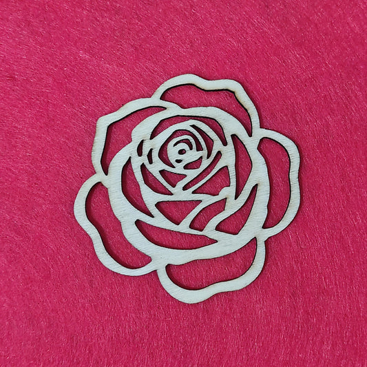 Wooden Rose Shape Unfinished Wooden Flower Laser Cut Wood Shapes Natural Wood Blossom Symbol Blank Leaf Flower Cuts DIY Crafts for Painting