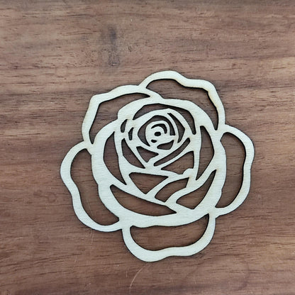 Wooden Rose Shape Unfinished Wooden Flower Laser Cut Wood Shapes Natural Wood Blossom Symbol Blank Leaf Flower Cuts DIY Crafts for Painting
