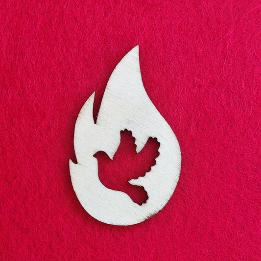 Wooden Pentecost Flame Die Cut Craft Projects, Wooden Religious Decor, Unfinished Wooden Dove, Pentecost Flame, Blank Laser Cut Christian Theme