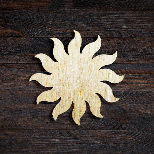 Wooden Sun Shape, Unfinished Wooden Sun, Laser Cut Wood Shapes, Natural Wood Star Symbol, Blank Sun Shinning Cuts DIY Crafts for Painting