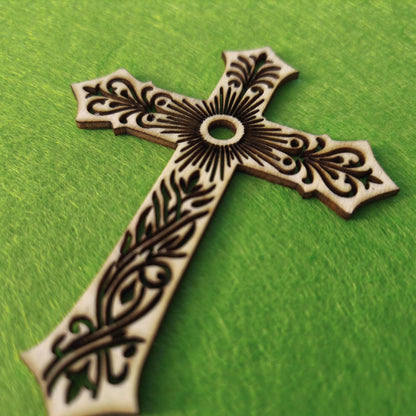 Die Cut Wooden Cross Wooden Craft With Unique Details Supplies Craft Projects Wooden Crown Decor Christian Cross Unfinished Blank Cross