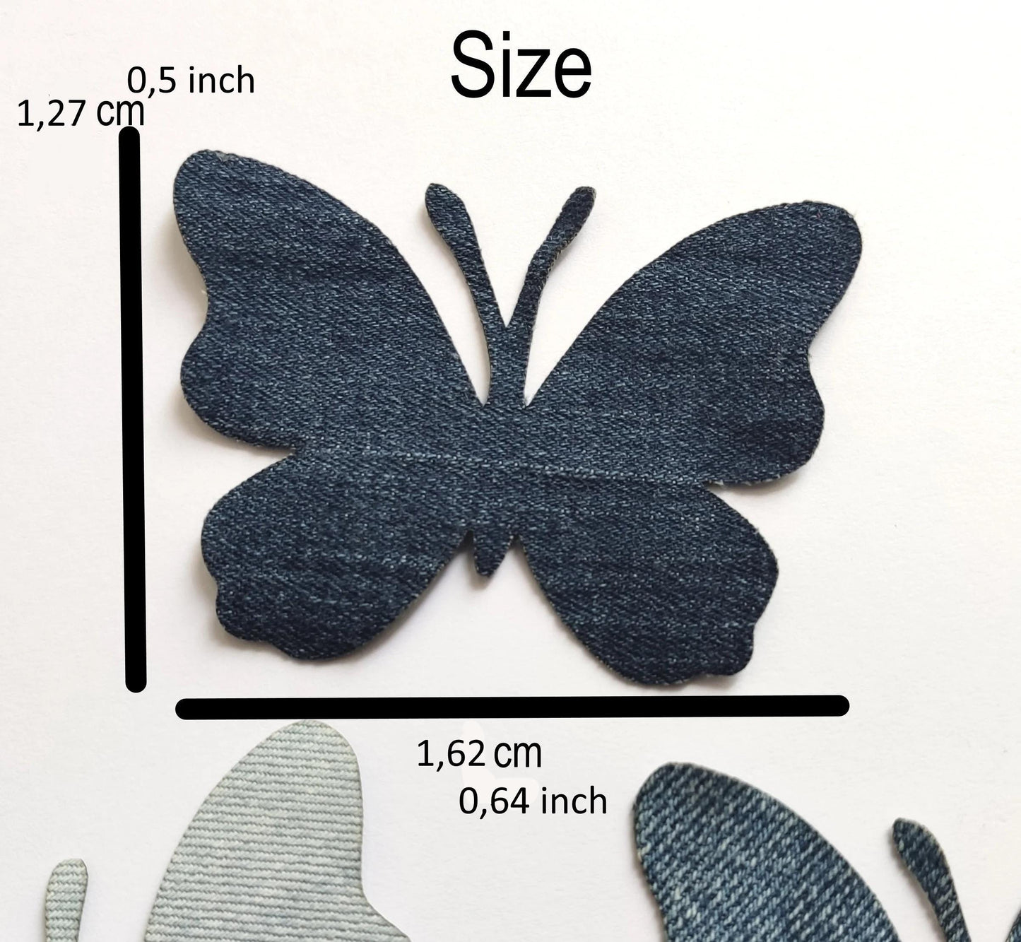Denim Jean Patches Butterflies for Sewing, Jeans Cutouts for Sewing, Appliques for DIY Crafts, Denim Butterfly Patches, Blue Denim Butterflies