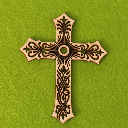 Die Cut Wooden Cross Wooden Craft With Unique Details Supplies Craft Projects Wooden Crown Decor Christian Cross Unfinished Blank Cross